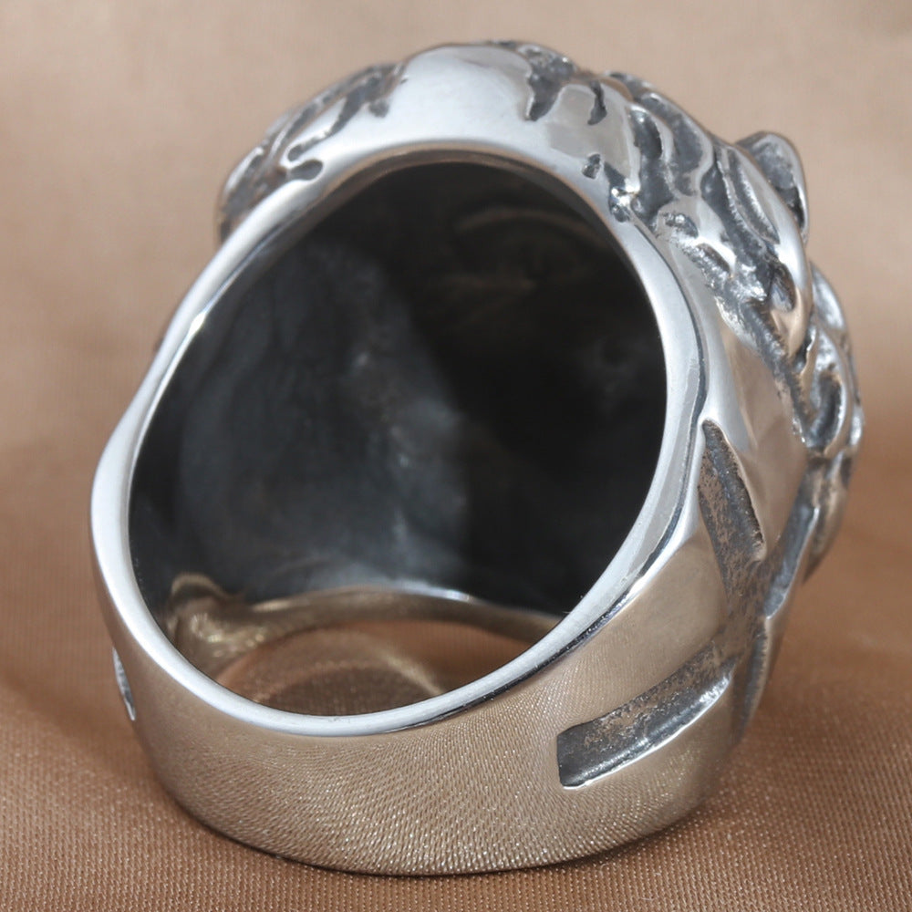 Titanium Steel Lion Ring for Men - Retro Trendy Animal Jewelry Accessory