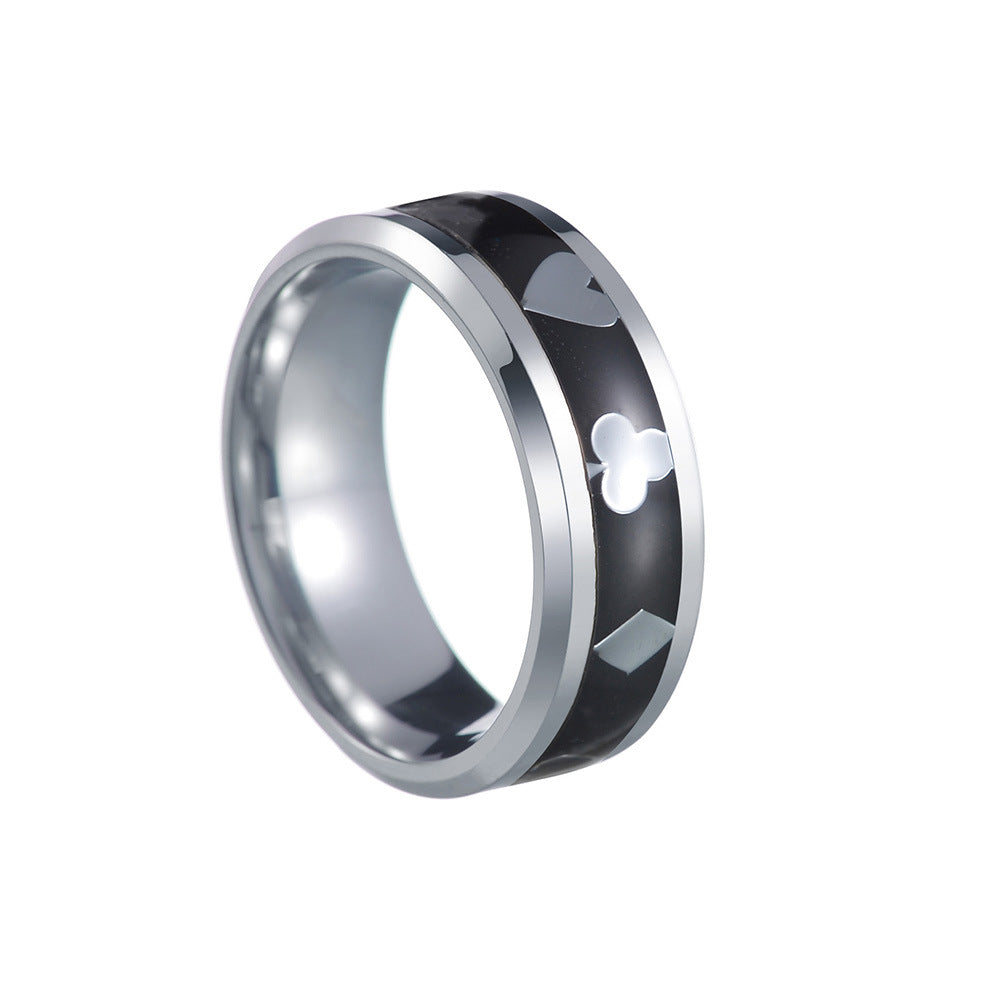 Planderful Everyday Genie 8mm Titanium Steel Ring With Playing Card Design For Men Unisex Protection Statement