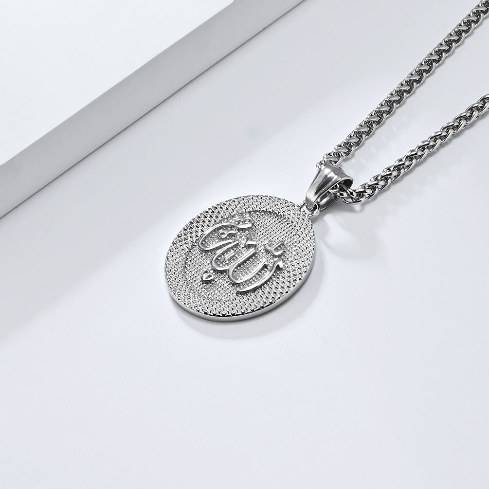 Cross-Border Retro Niche Personalized Titanium Steel Plated 18K Gold Oval Necklace for Men and Women