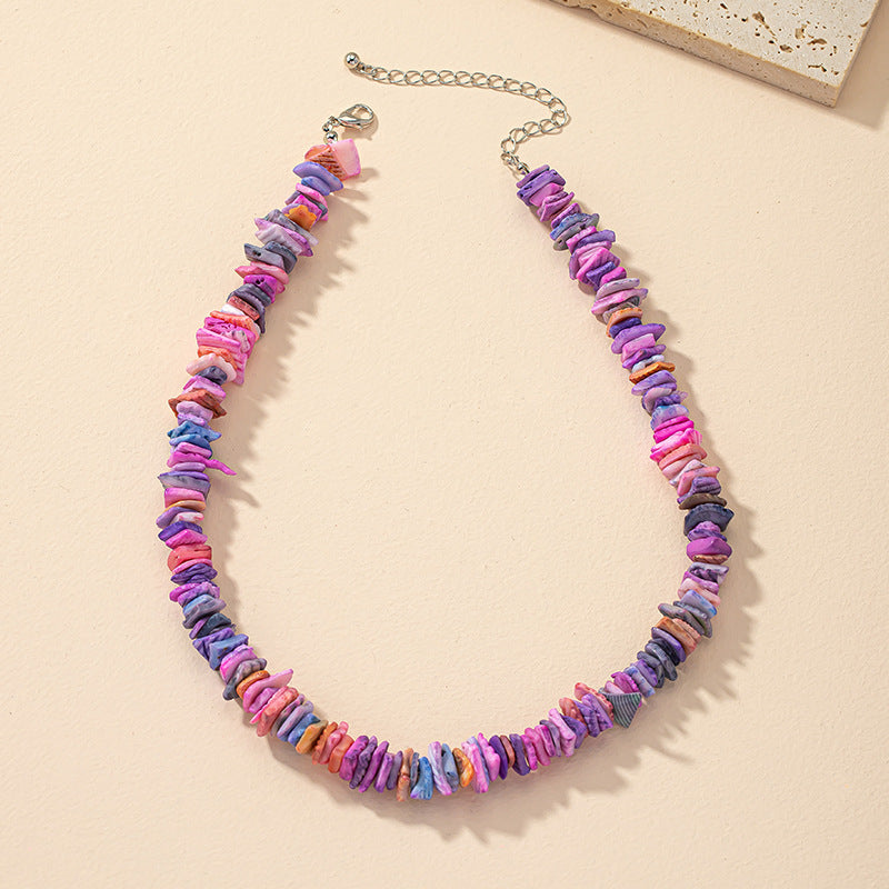 Seashell Vacation Necklace with Ethnic Handmade Charm