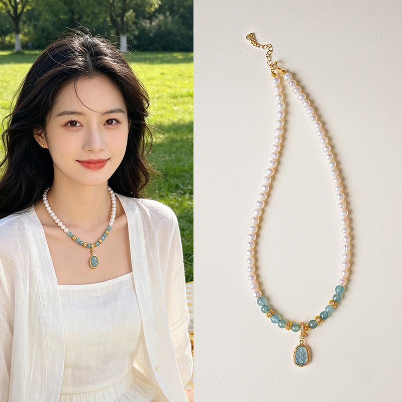 Freshwater Pearl Jade Pearl Pendant Necklace