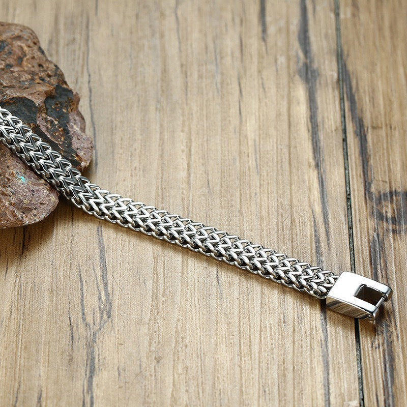 Planderful Titanium Steel Roman Chain Bracelet For Men Durable Versatile Retro Fashion Jewelry
