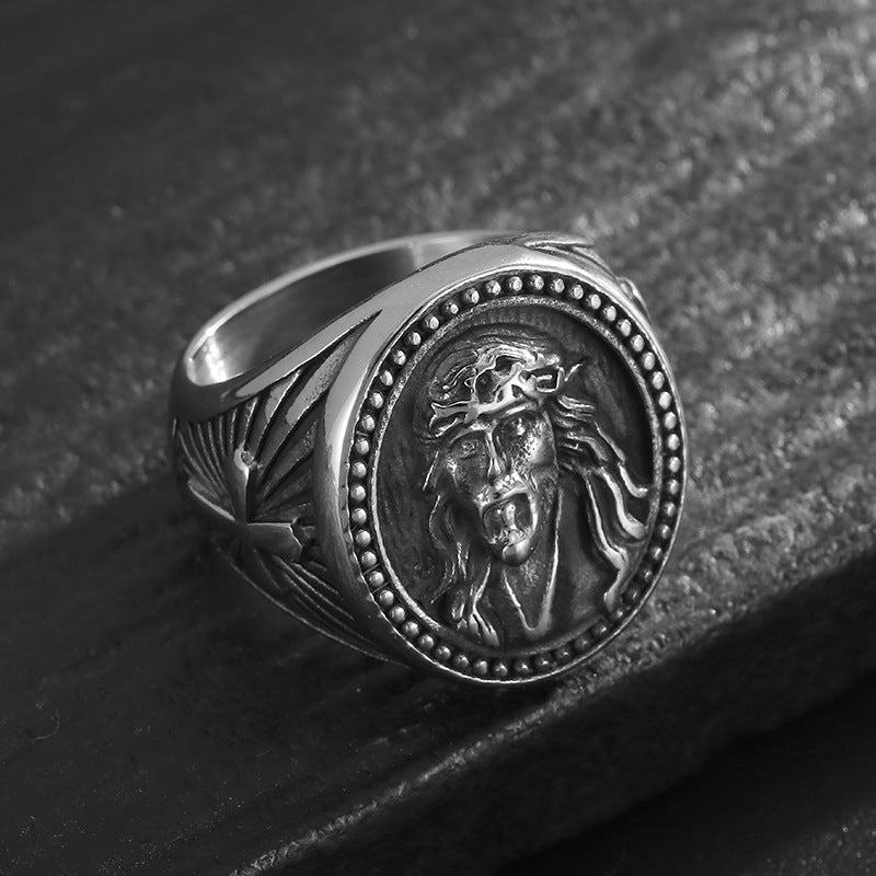 Hip Hop Ring Planderful Everyday Genie Titanium Steel Gold Plated Jesus Cross Mens Ring Size 7 to 13
