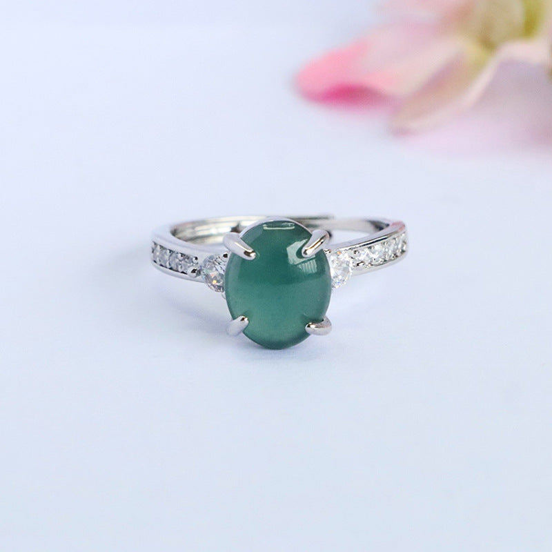Blue Water Jadeite Star-Accented Ring