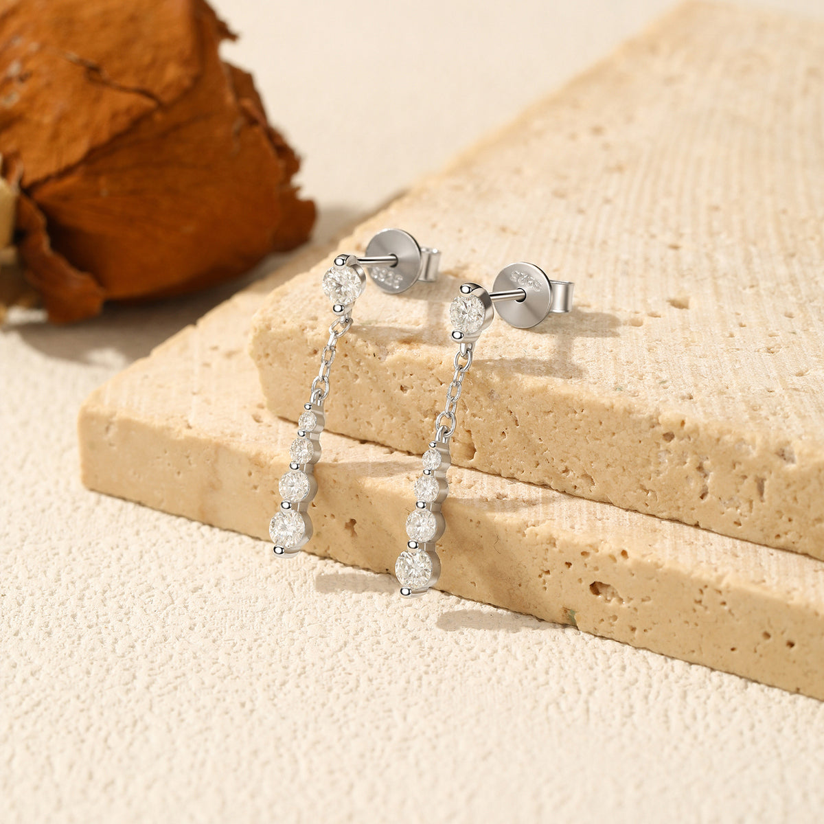 925 Sterling Silver Long Moissanite Tassel Earrings
