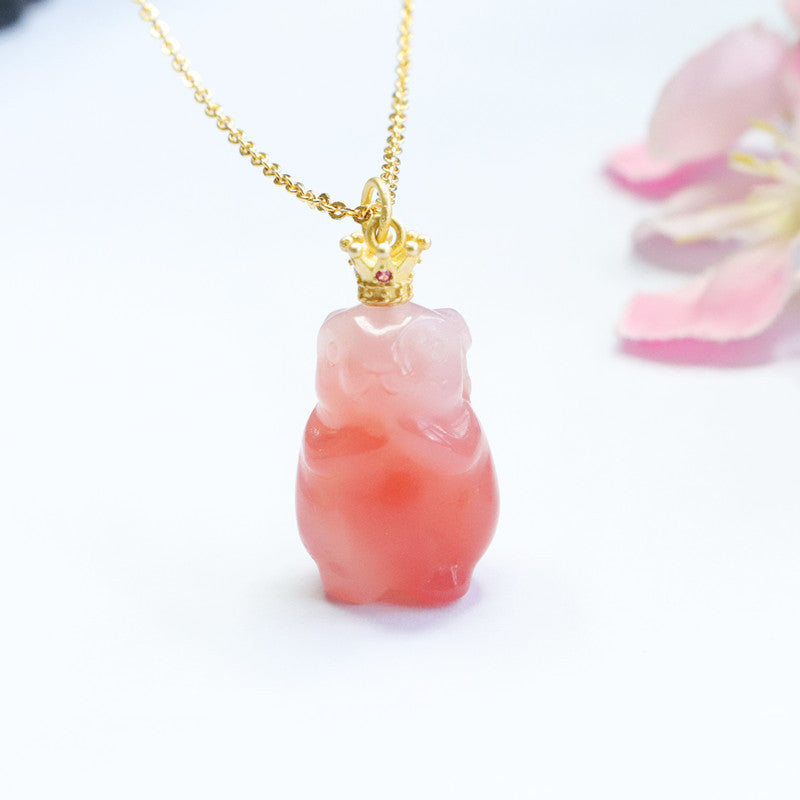 Yanyuan Agate Rabbit Silver Pendant — No Chain