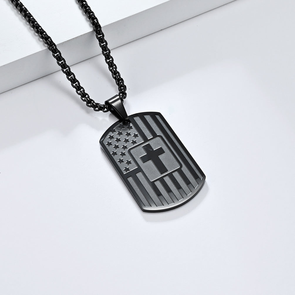 European and American Stars and Stripes Cross Necklace Gift