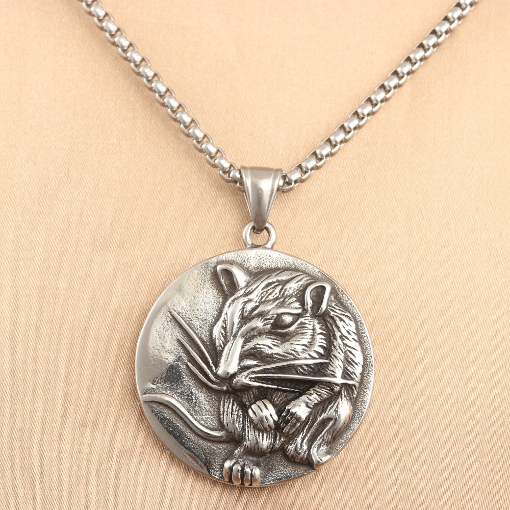 European And American Stainless Steel Zodiac Mouse Pendant