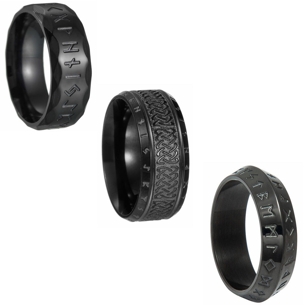 Planderful Viking Luhn Rune Ring Titanium Steel For Men And Unisex Protection Statement Jewelry