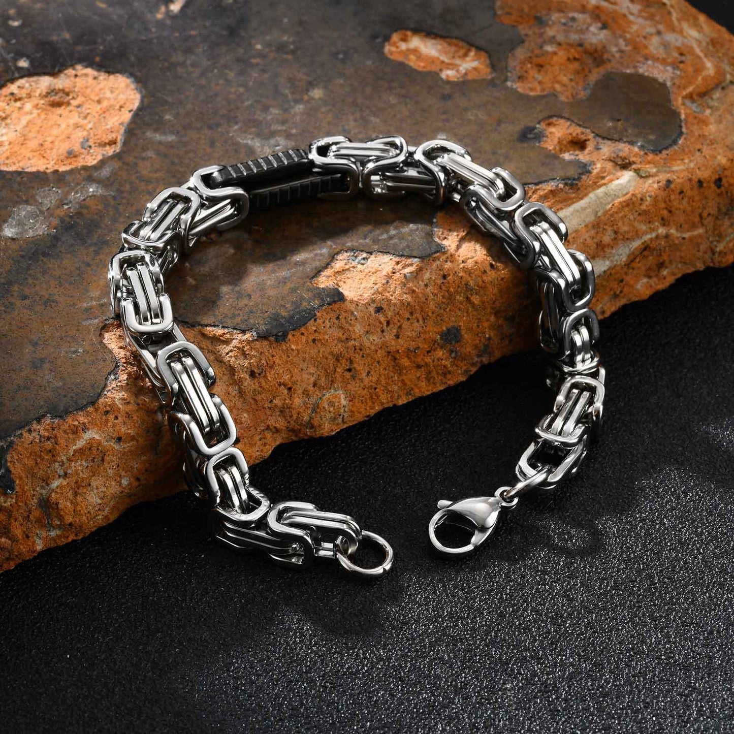 Planderful Stainless Steel Byzantine Chain Bracelet for Men
