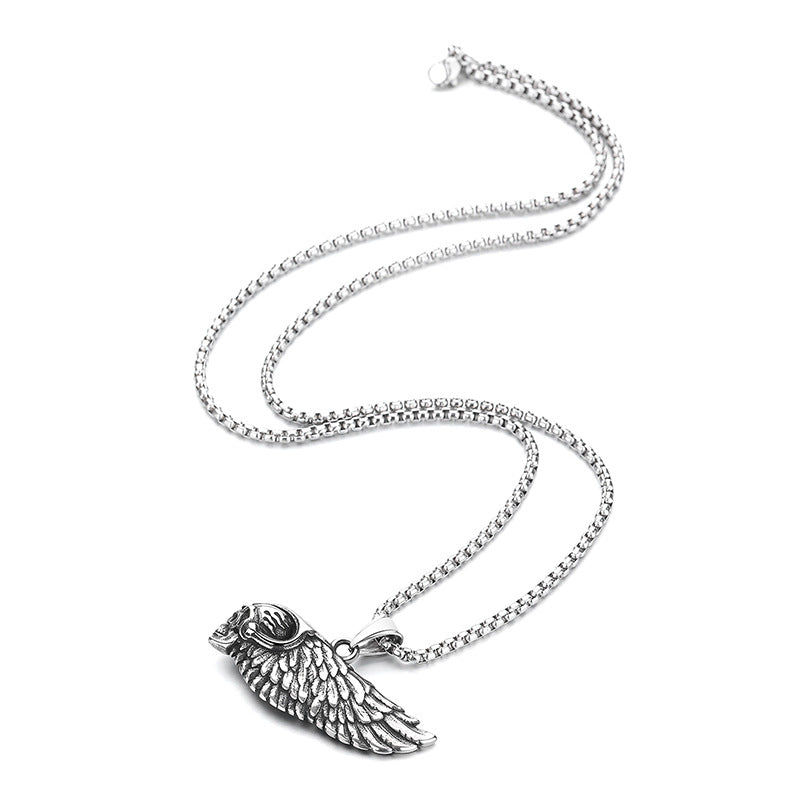 Steel Necklace – Statement Gothic Skull Wings For Bold Men Who Love Edgy Style Today