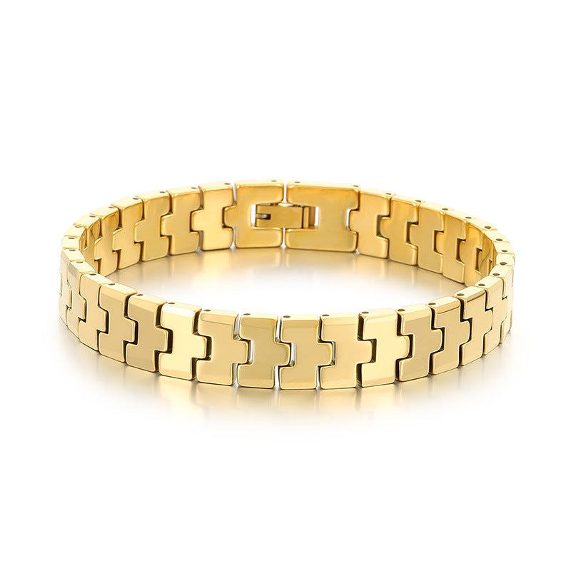Planderful Men Arrow Bracelet 18K Gold Tungsten Steel
