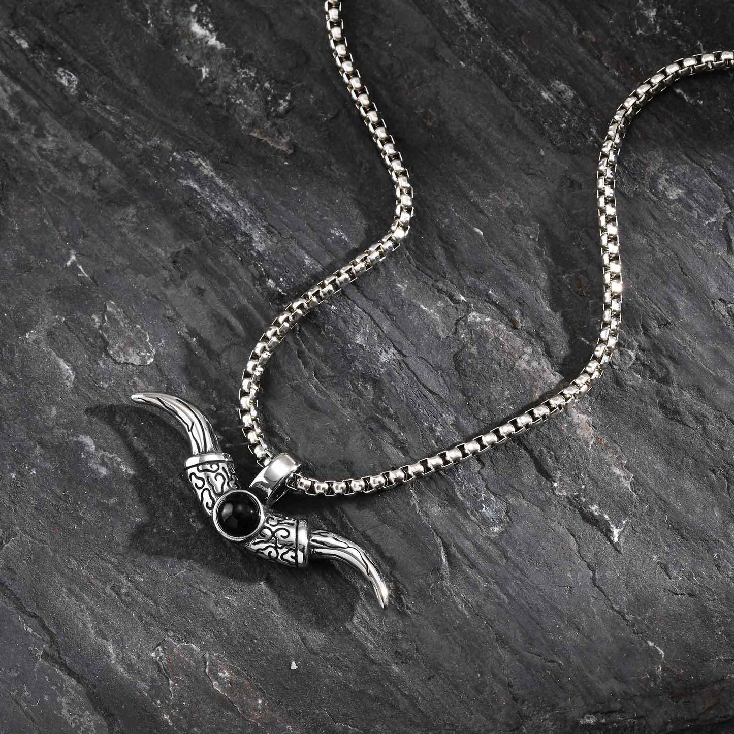 Planderful Shop Bold Stainless Steel Horns Pendant For Men