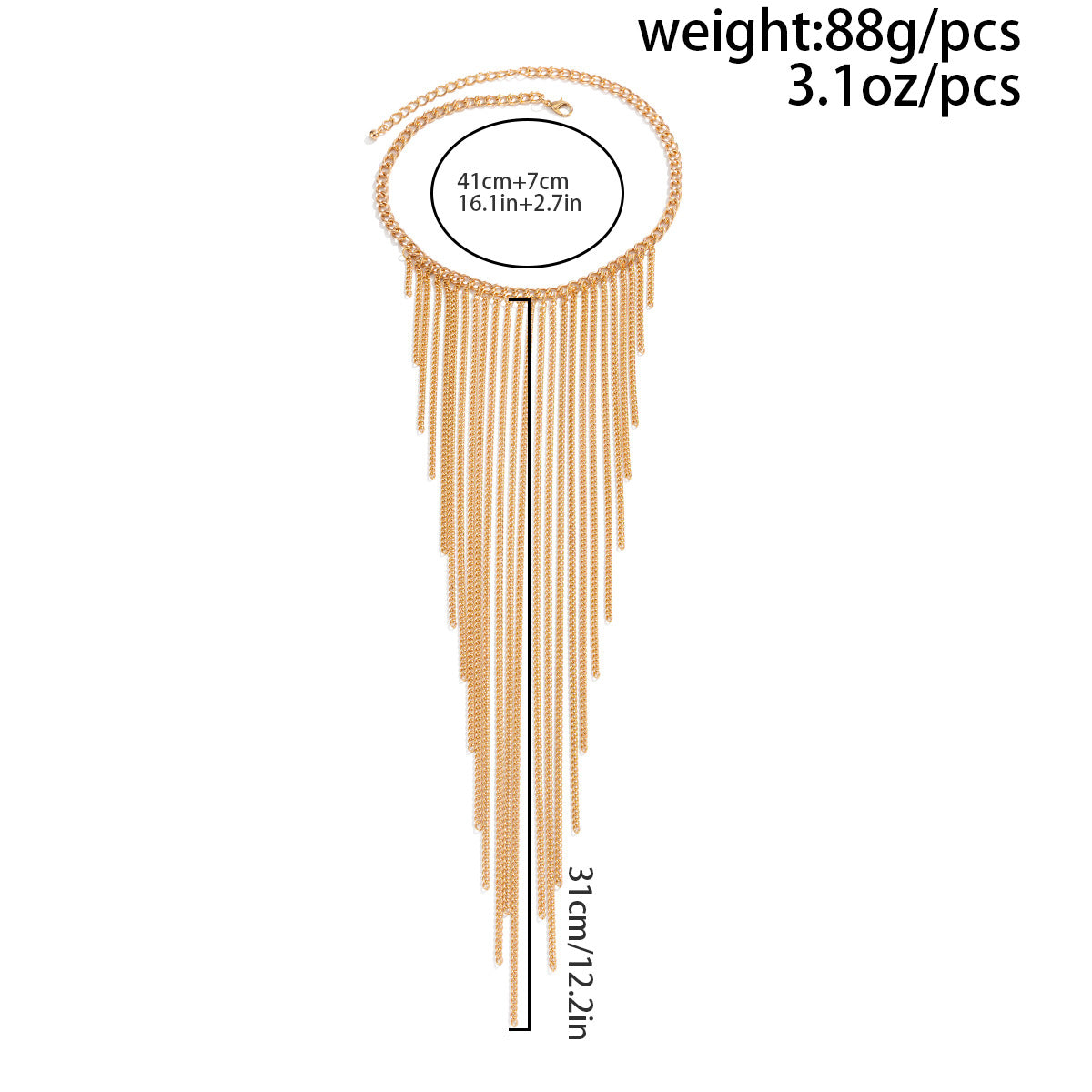 Waterfall Chain Fringe Layered Necklace