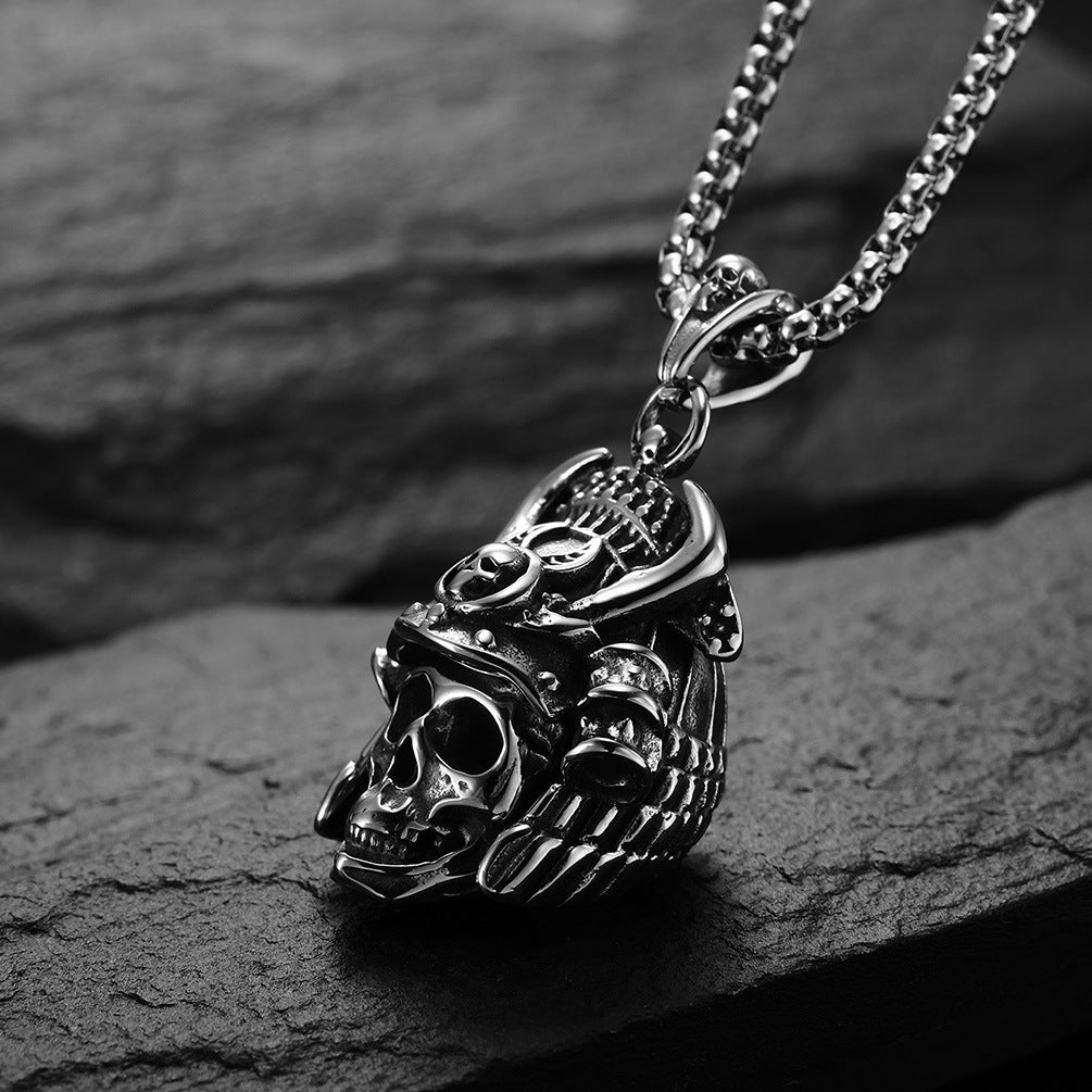 Japanese Ghost Warrior Stainless Steel Pendant Necklace for Men