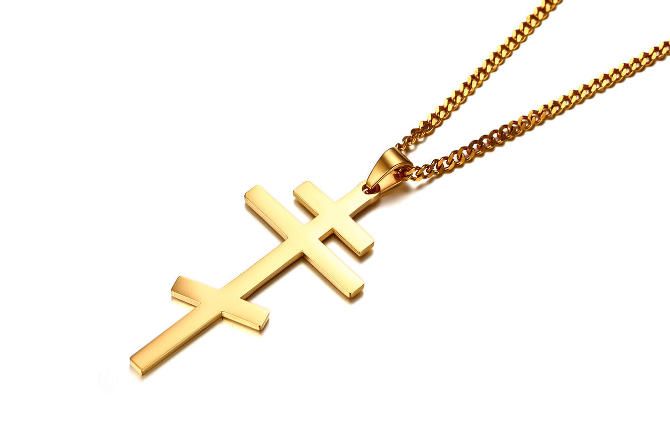 Retro Stainless Steel Cross Pendant Titanium Steel Necklace
