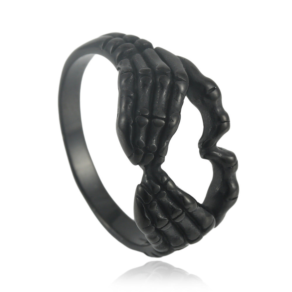 Trendy Titanium Steel Skull Ring for Men - Retro Stainless Steel Hand Accessory