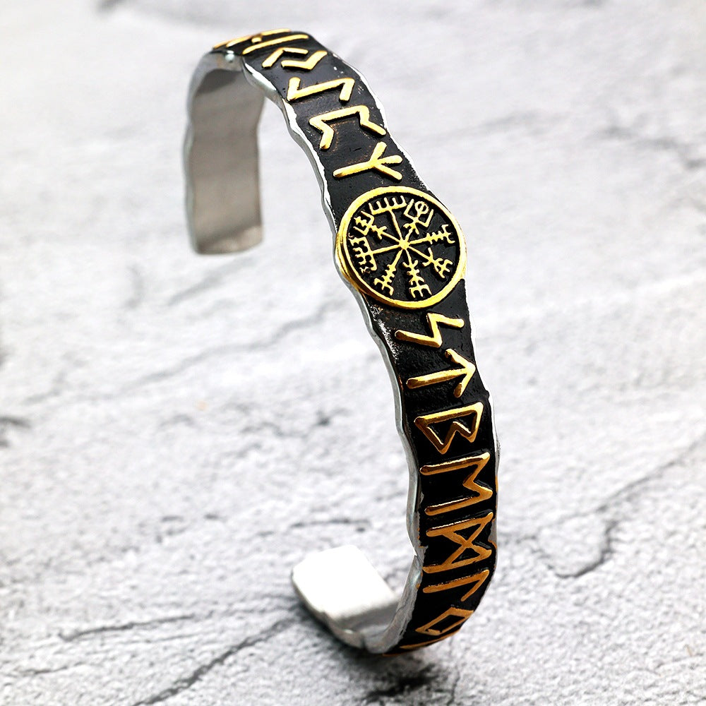 Planderful Nordic Viking Rune Stainless Steel Bracelet For Men Durable Retro Fashion Accessory