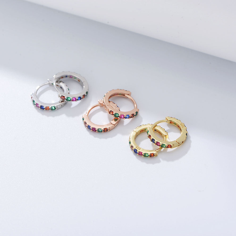 S925 Sterling Silver Colored Zircon Earrings, Ear Buckles, Style And Versatile Jewelry Earrings