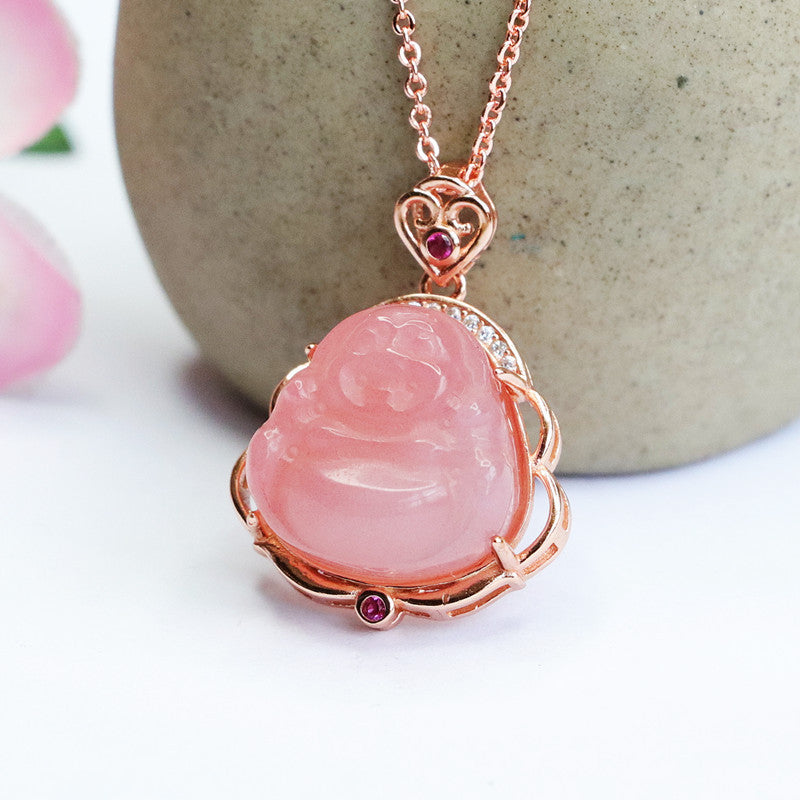 Agate Buddha Pendant Necklace crafted in Sterling Silver