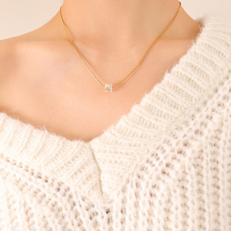 Glamorous 18K Gold Plated Crystal Pendant Necklace by Planderful Collection