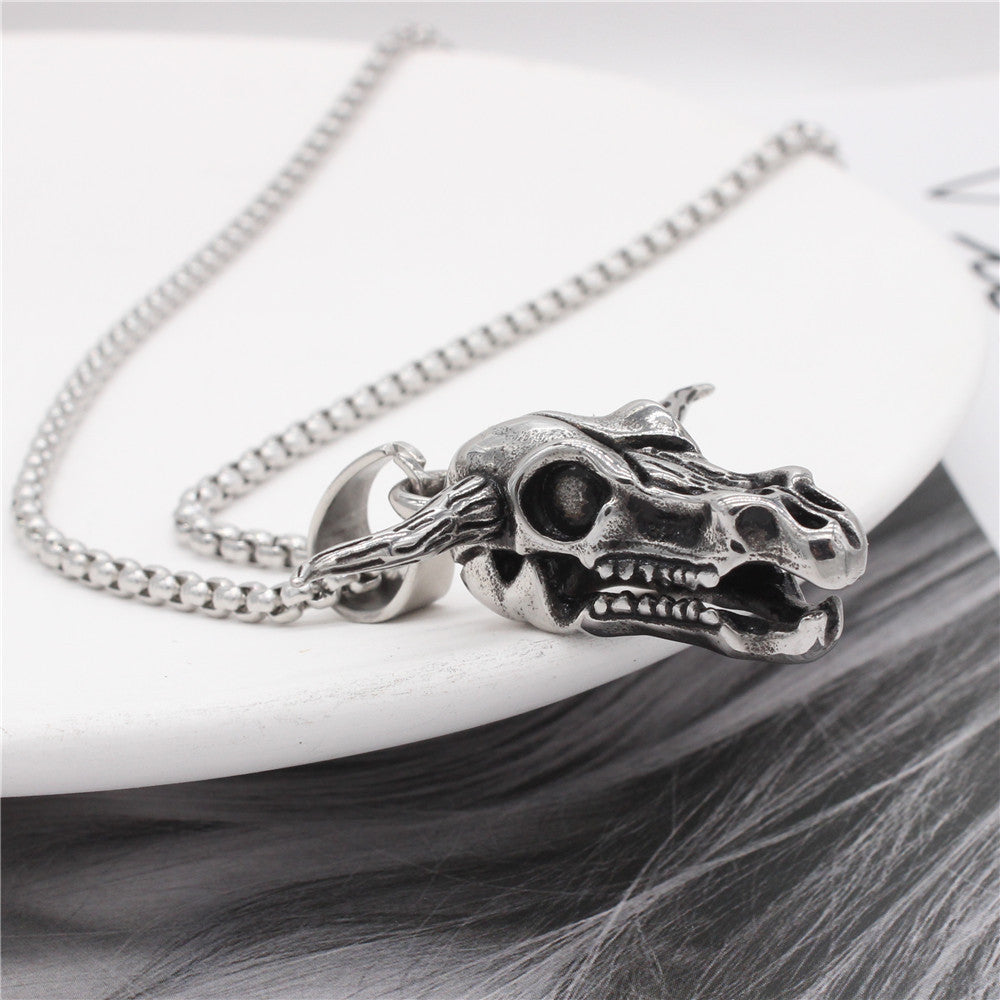 Titanium Steel Pendant Bullhead Ox Horn Vintage Punk Style For Men Unisex Protection Statement Planderful