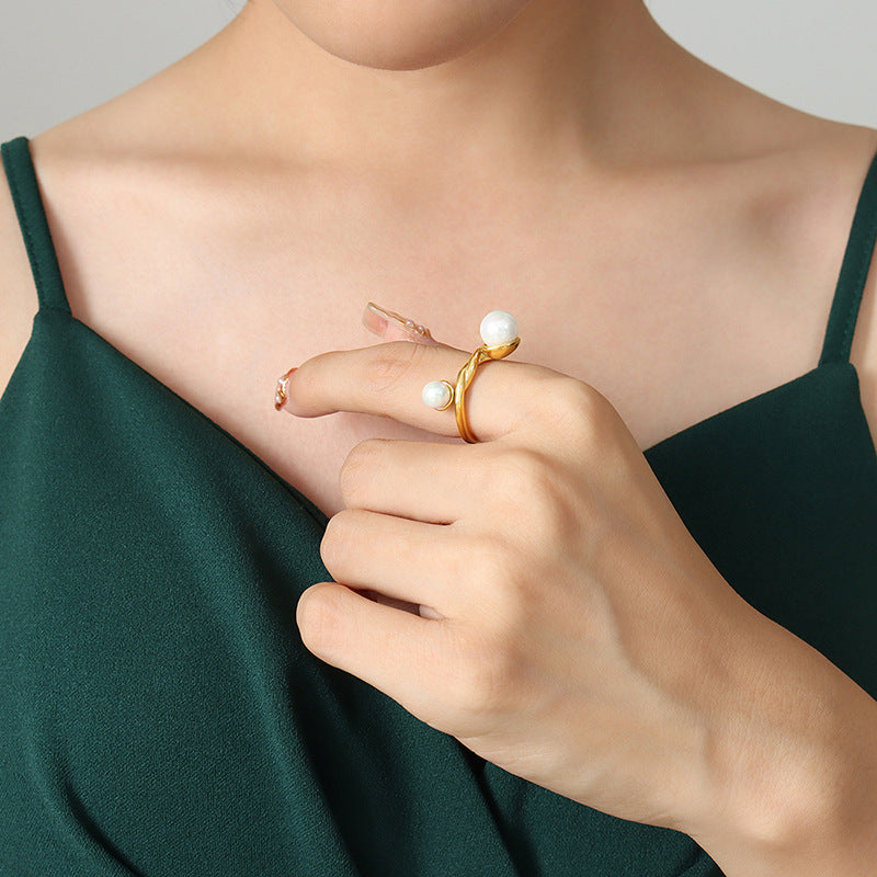 Colorful Beads Inlaid French-Inspired Niche Ring for Women
