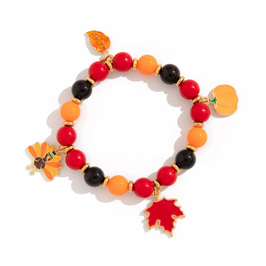 Planderful Thanksgiving Turkey Pendant Bracelet Personalized Letter Pumpkin Gift For Women