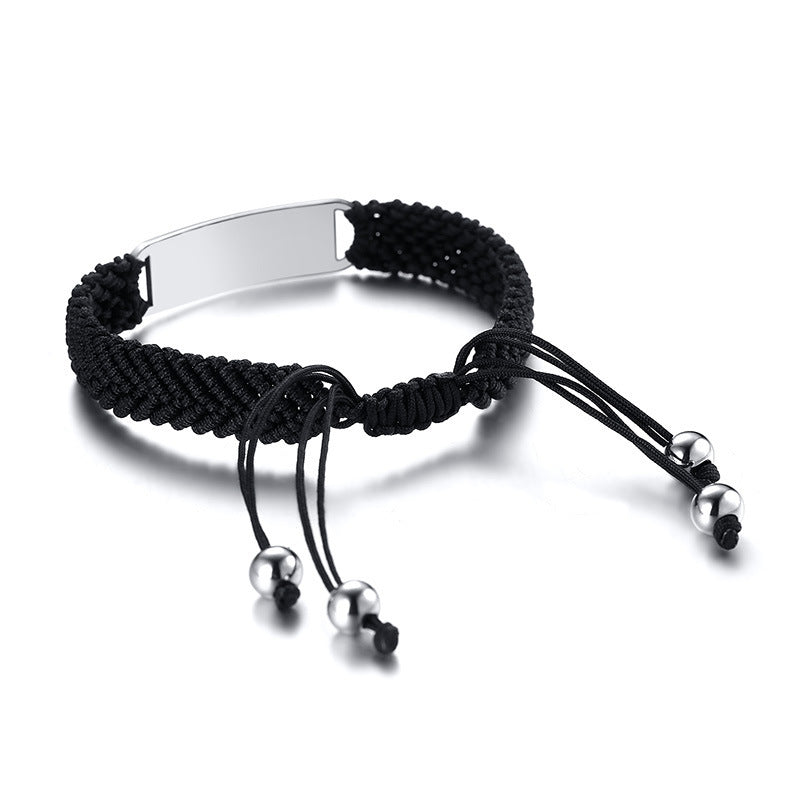 Stainless Steel Curved Brand Medical Logo Woven Hand Rope Black Men's Bracelet DIY Jewelry
