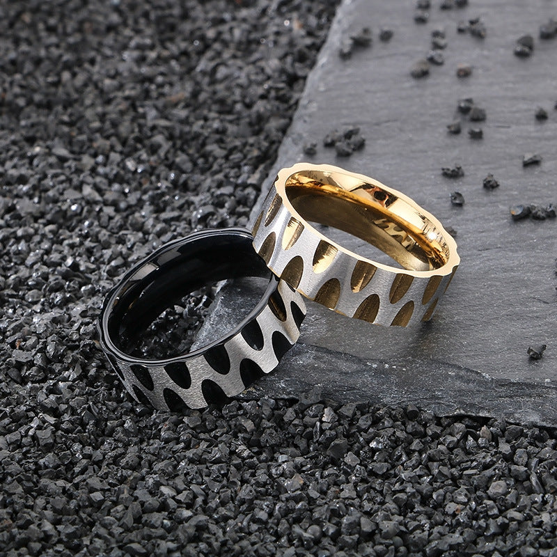 Planderful Mens Ring Titanium Steel Water Ripple Design