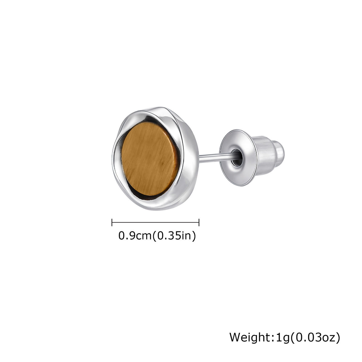 Copper Stone-Inlay Single Earrings — Tiger's Eye or Turquoise