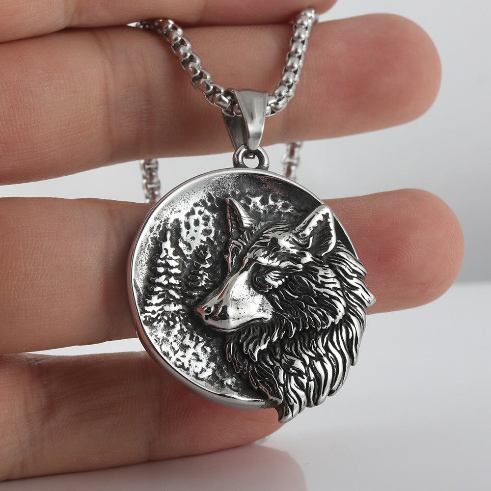 European And American Stainless Steel Wolf Pendant Necklace