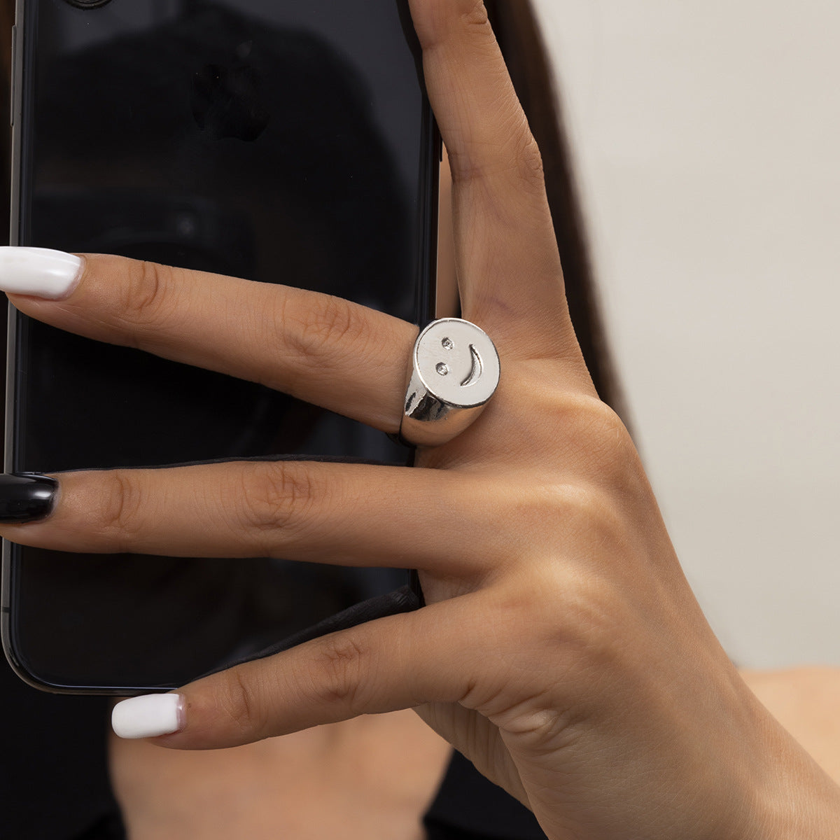 Planderful Oil Drop Ring For Women Versatile Geometric Metal Jewelry Statement Accessory