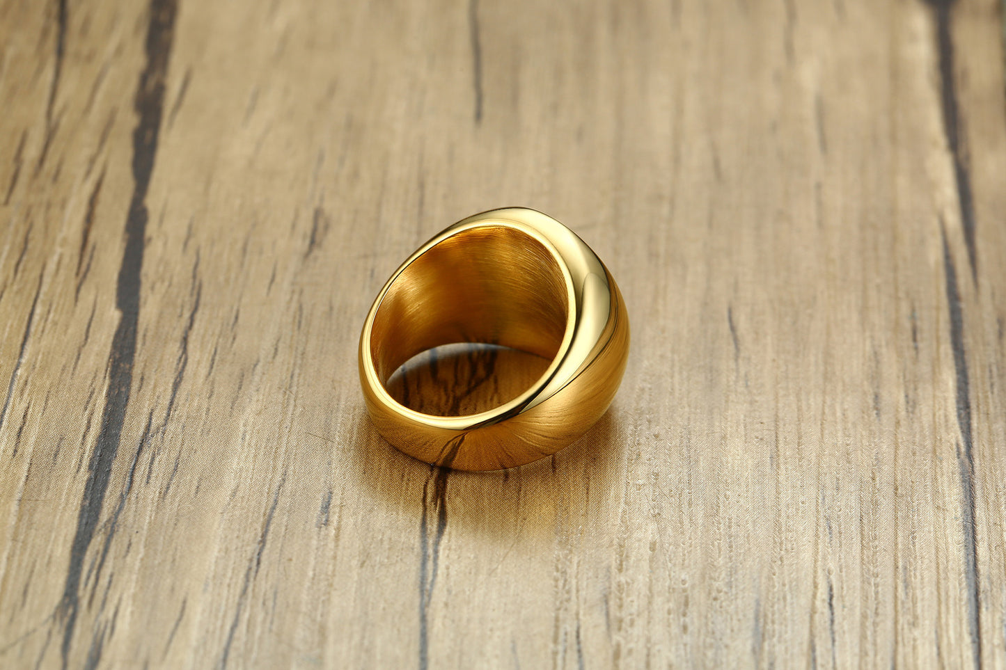 Men Rings Stainless Steel Round Ring Black Gold Wholesale