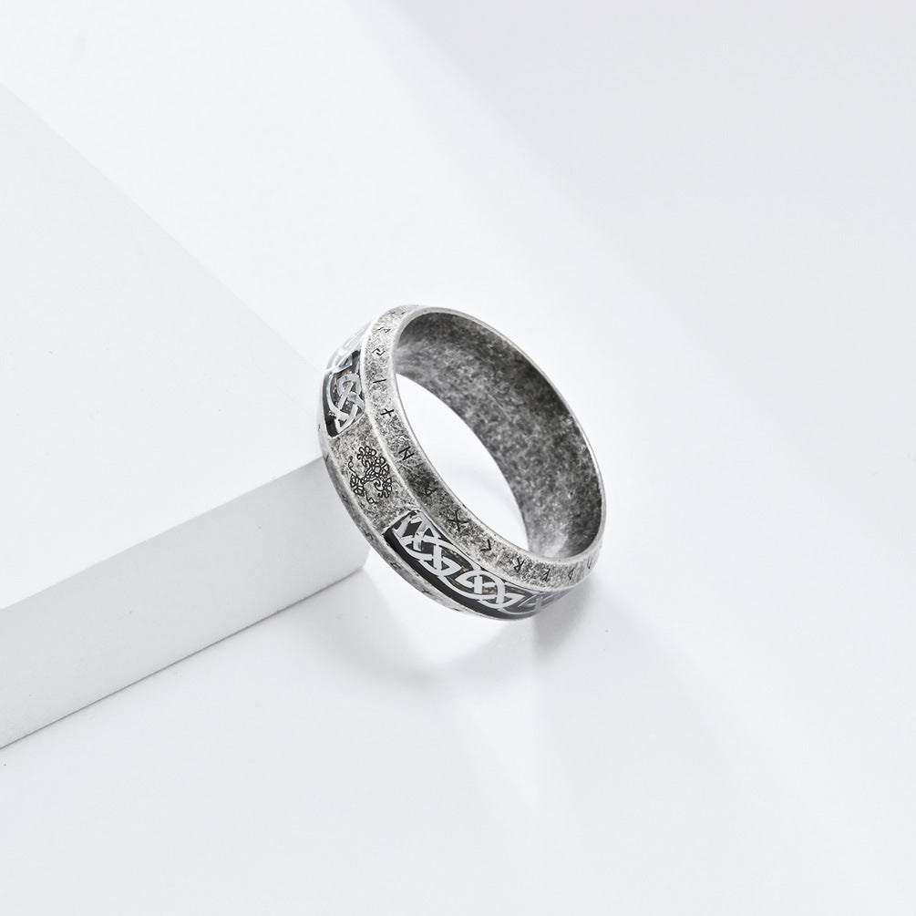 Cross-Border Retro Nordic Viking Stainless Steel Ring for Men