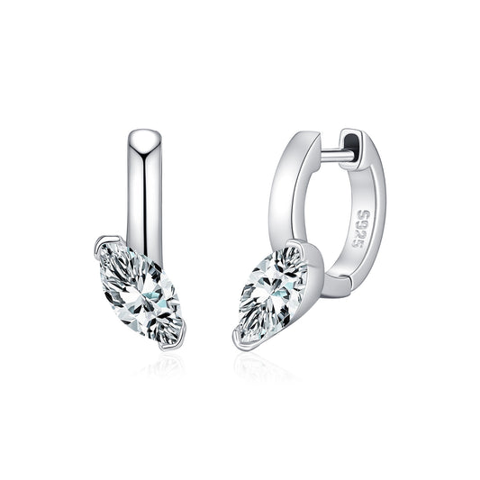 925 Sterling Silver 0.50 ct Marquise Moissanite Hoops