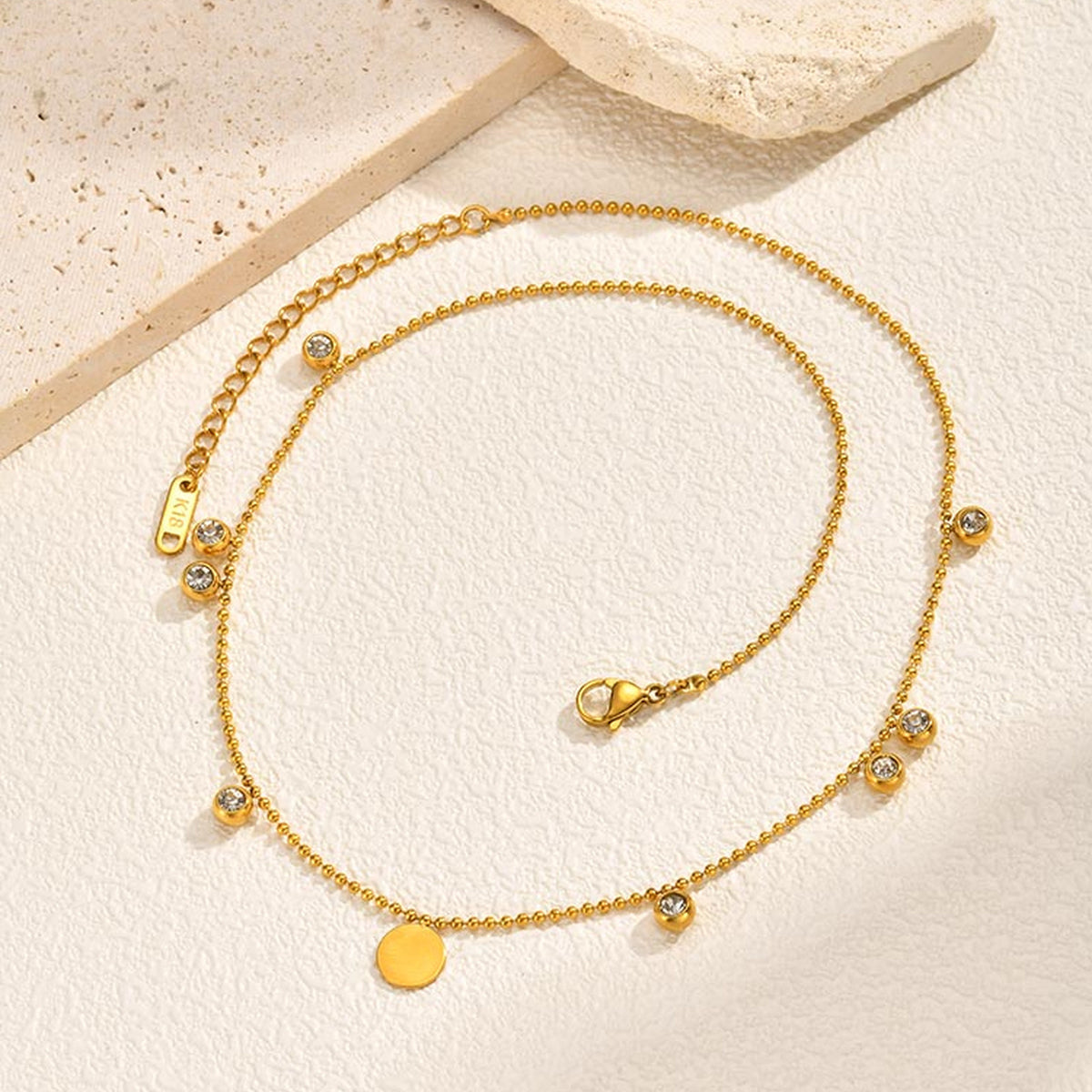 Stainless Steel Zircon Disc Bead Chain – Women's Neck Chain Necklace