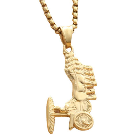 Personalized Antique Titanium Steel Carriage Pendant Necklace for Men - Trendy Punk Accessory from Manufacturer