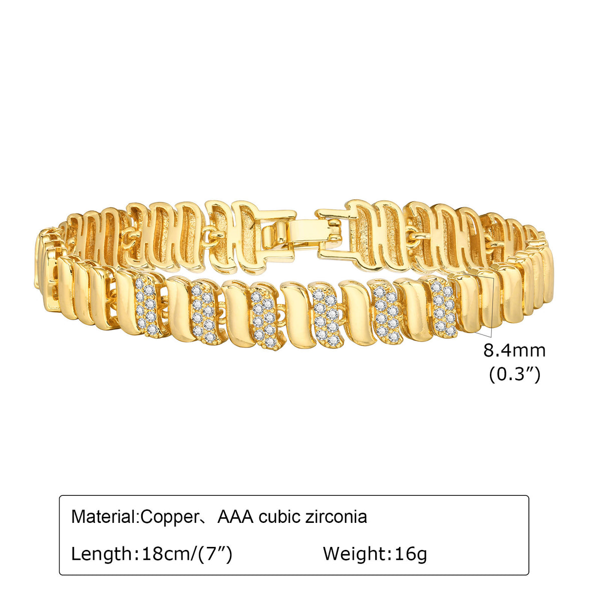 Heart Flower Zircon Stainless Steel Bracelet for Women