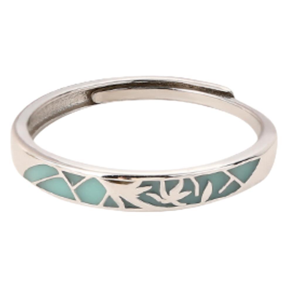 Planderful 925 Sterling Silver Ring Featuring Enamel Porcelain Orchid Blue White Chinese Style For Women