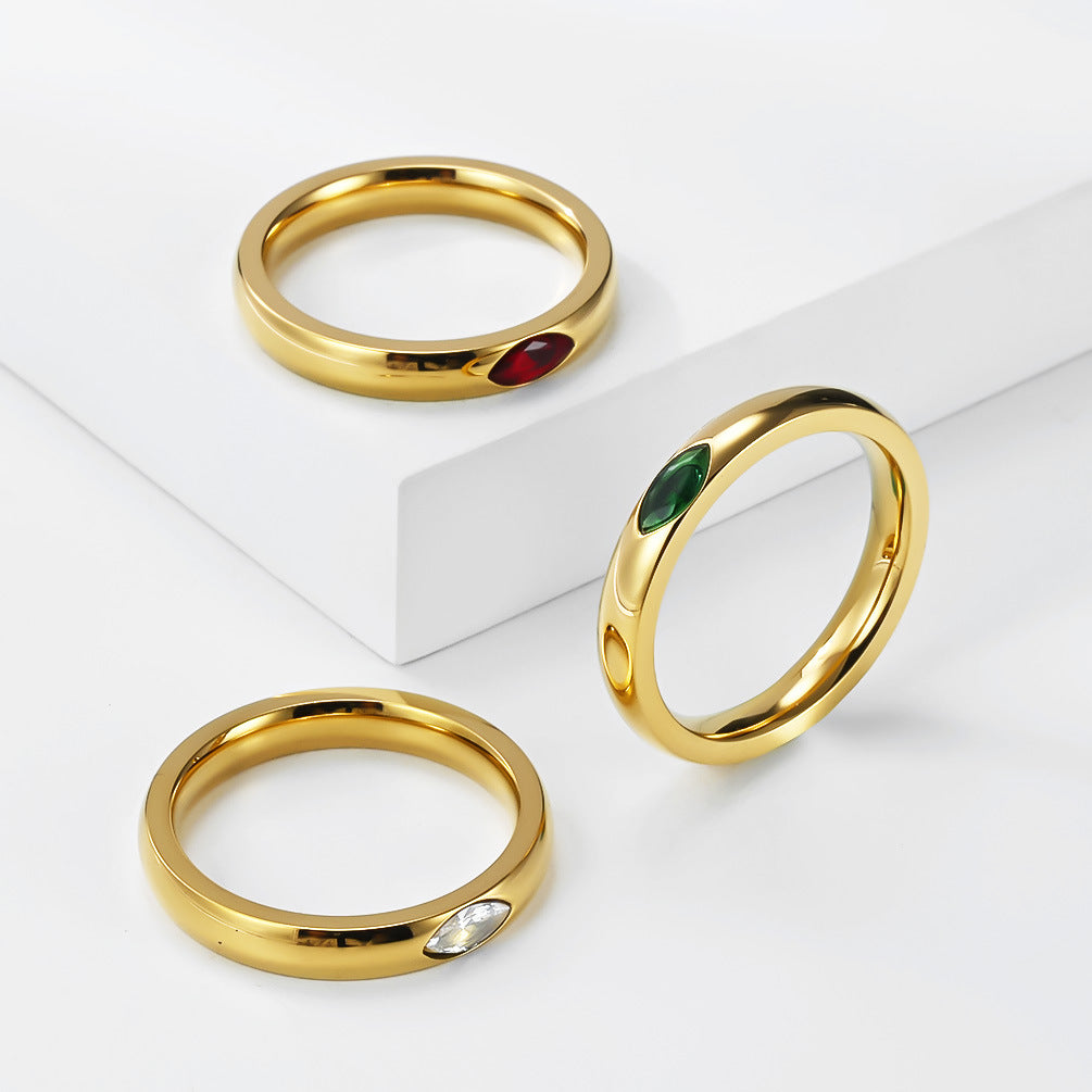 Stainless Steel Gemstone Ring