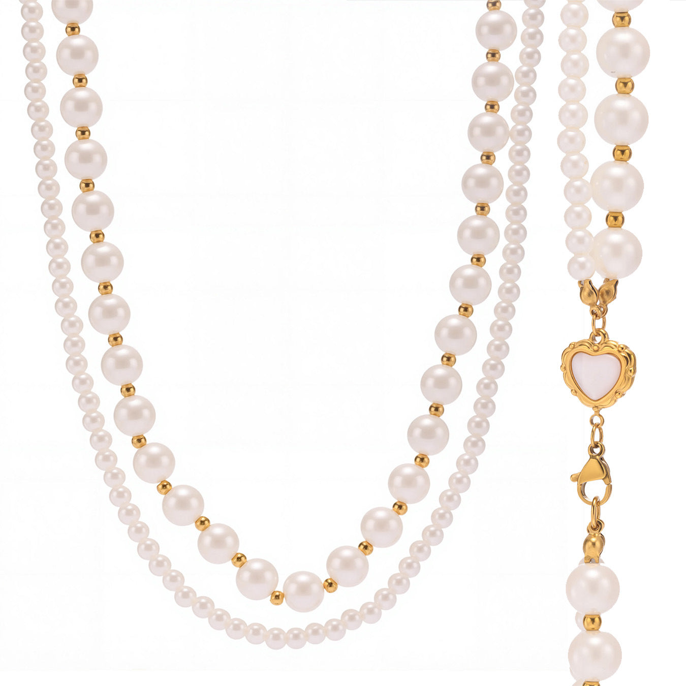 Planderful Traceless Shell Bead Double Necklace For Moms