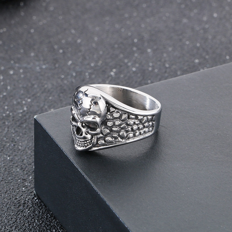 Planderful Ghost Head Skull Ring For Men Stainless Steel