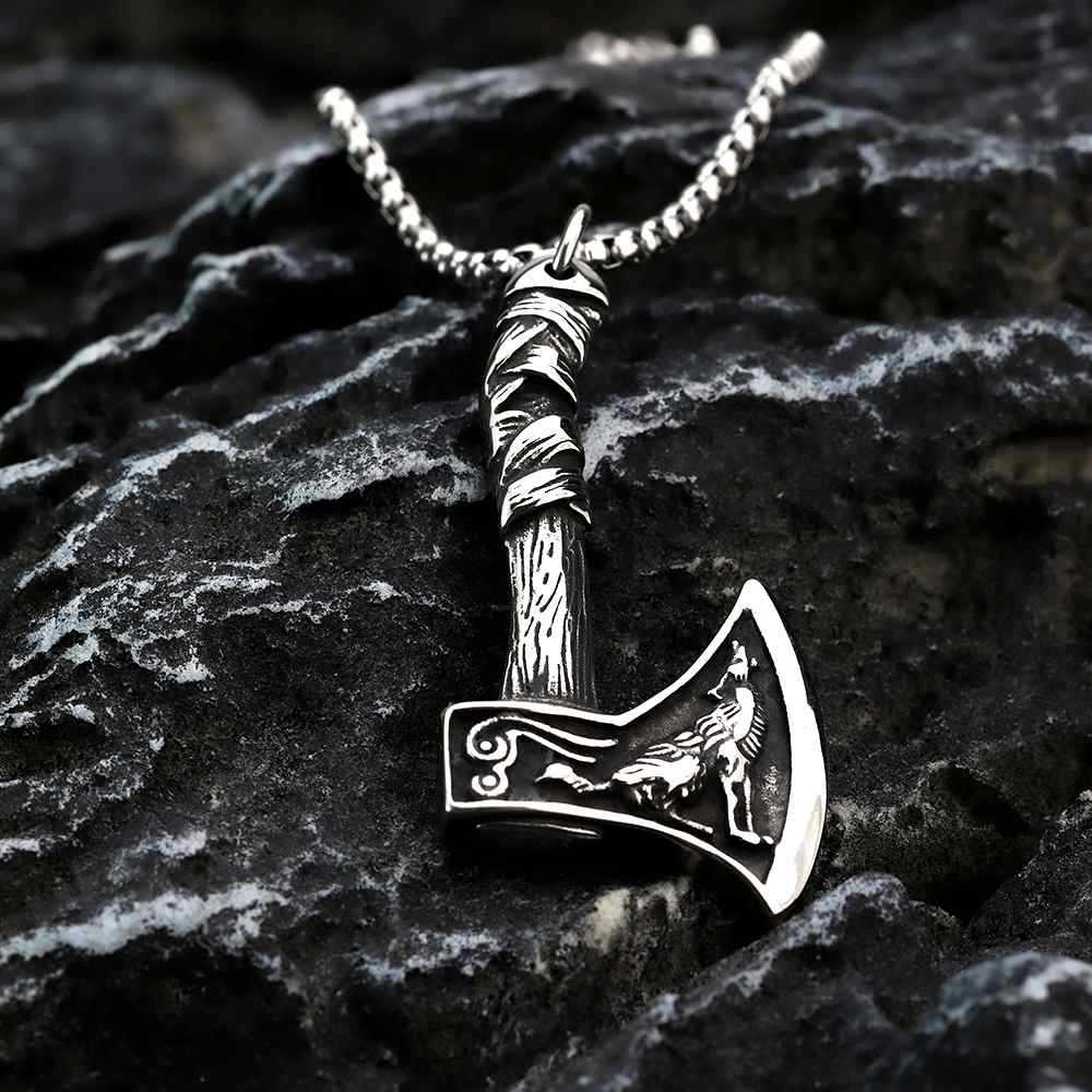 Punk Viking Wolf Stainless Steel Pendant Necklace