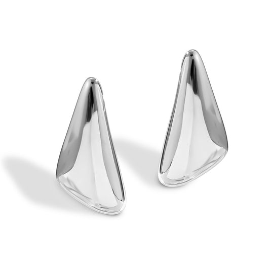 Planderful Vienna Verve Pleated Metal Folding Stud Earrings For Women Versatile Geometric Retro Statement
