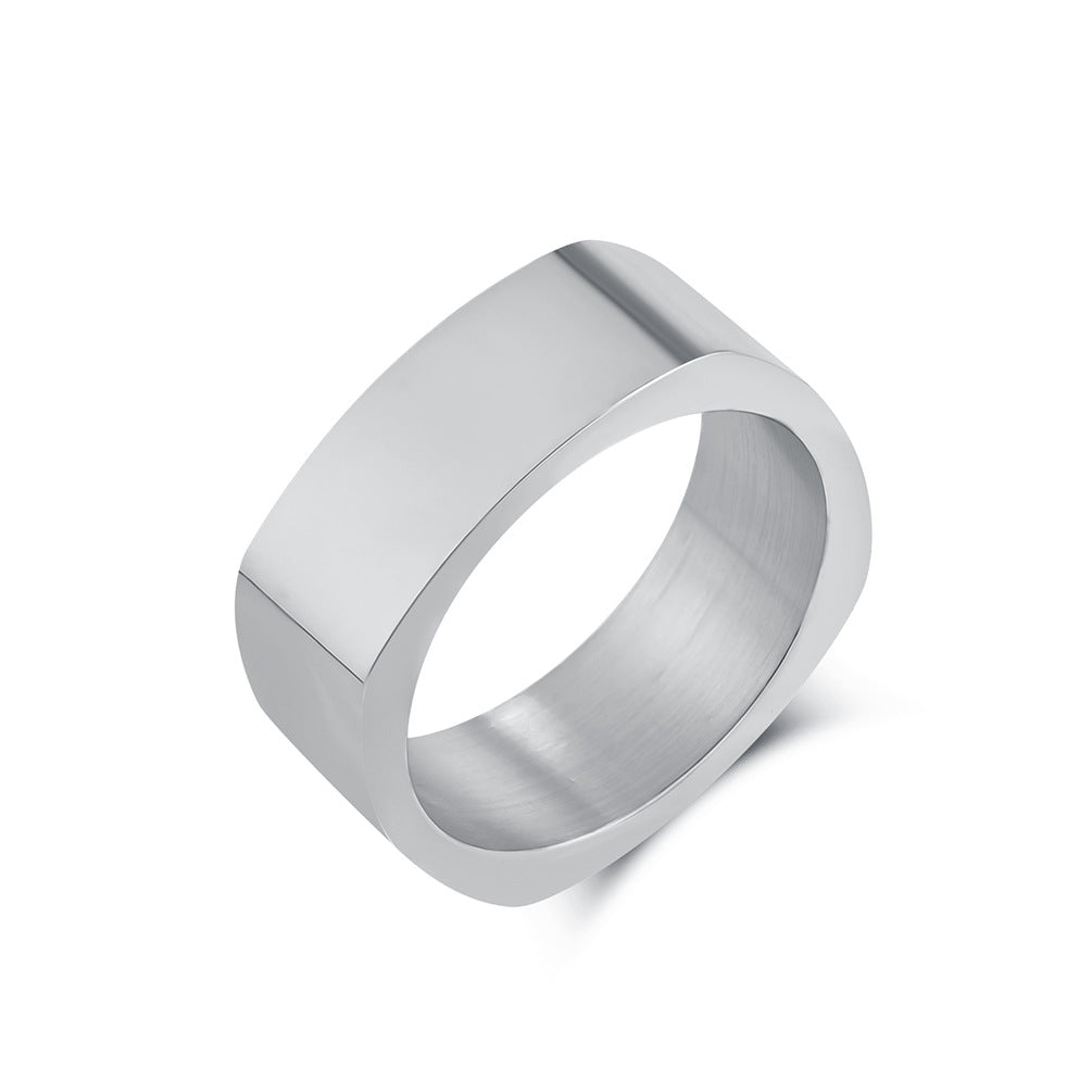 INS Neutral Simple Square Titanium Steel Ring for Men