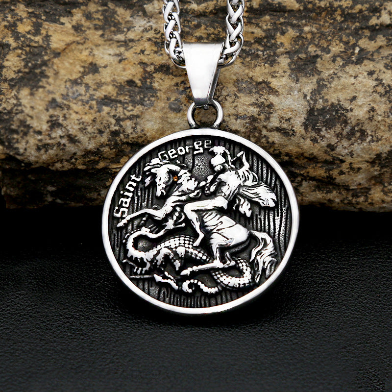 Planderful Mens Pendant Necklace Bold Stainless Steel Personalized Hip Hop Round Pendant For Men