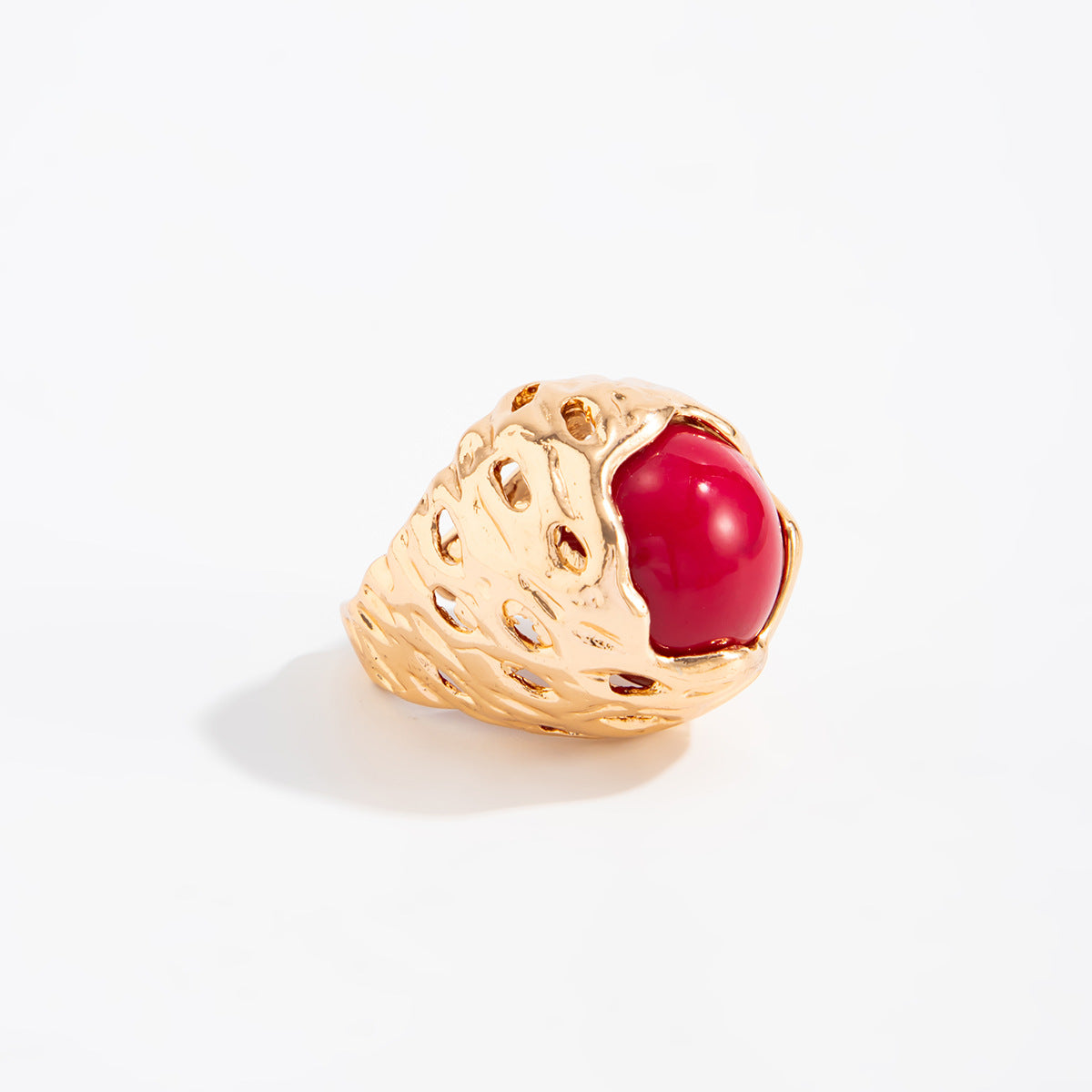 Planderful Bird Nest Gem Ring Bold Retro Geometric Resin Inlay For Statement Jewelry Lovers