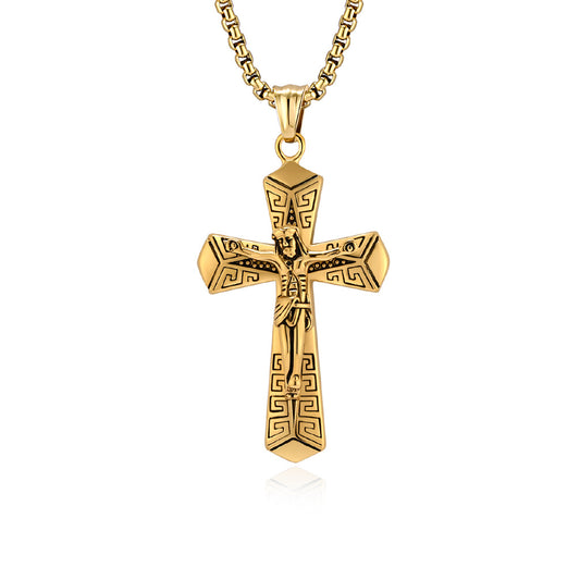 Planderful Cross Necklace Titanium Steel Punk Vintage Statement Pendant For Hip Hop Hipster Style Fans