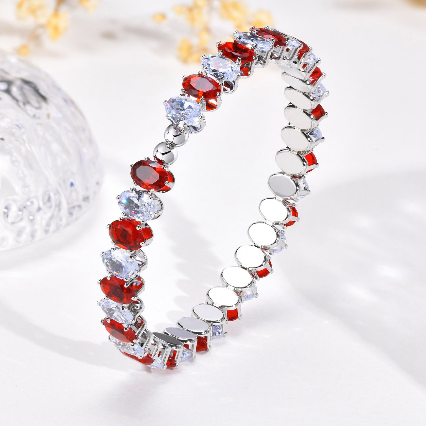 Openable Bracelet Female Gold Copper Colored Oval Zircon Jewelry Wholesale